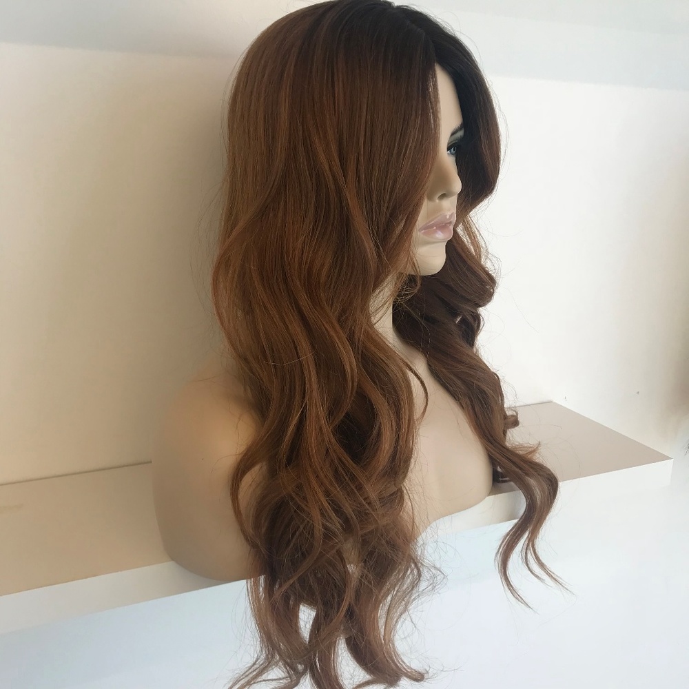 30" Side Part Dirty Blonde Wavy Wig | Aimee - Picture 2 of 5